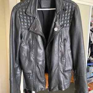 Allsaints Catch Black Leather Jacket M